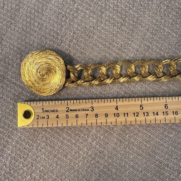 Vintage Woven Gold Metal Belt 80s Goddess Sz S Boho Braided Wrap Hip Belt 563 main image 4